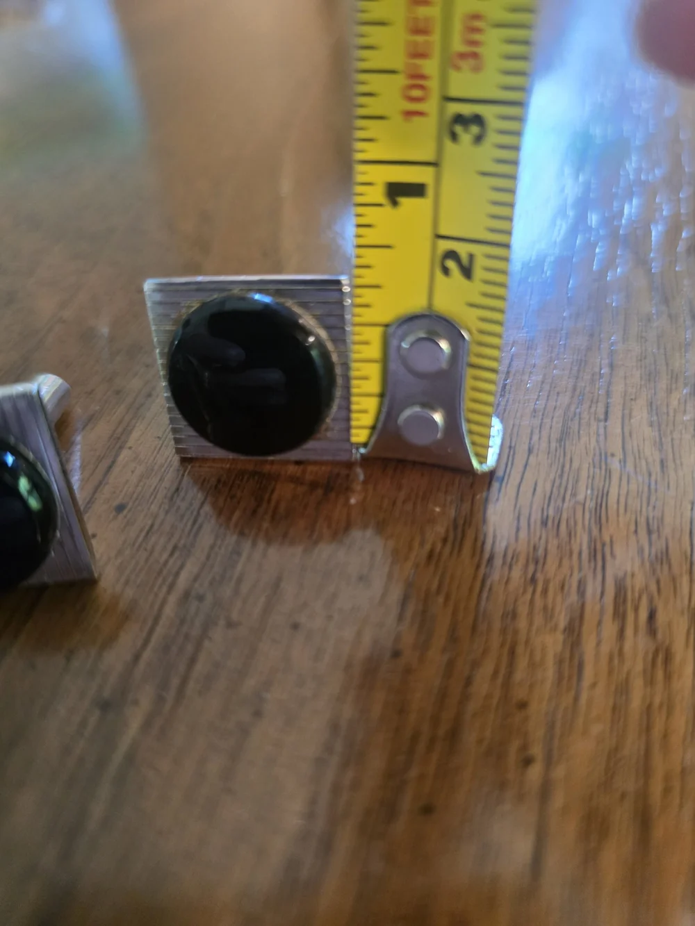 Men's Black Center Square Cufflinks - Silver Tone